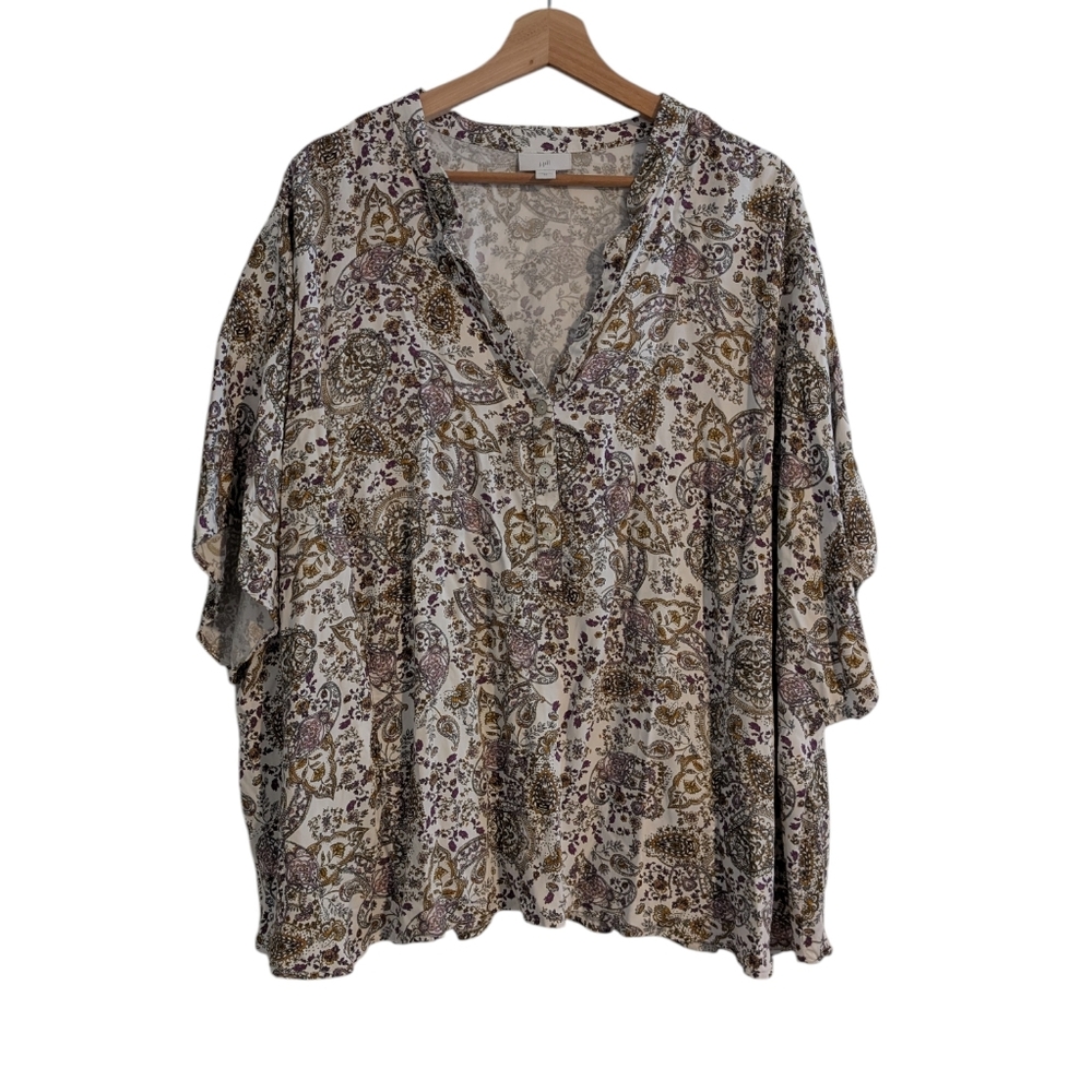 J. Jill Lenzing Paisley Print Short Sleeve Blouse